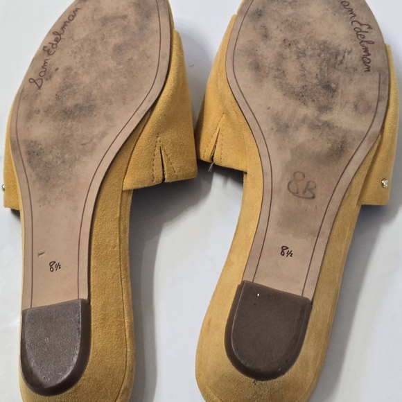 Sam Edelman Liliana Yellow Suede Leather Demi-Wedge Slide Sandals Size 8.5 M - Picture 8 of 8